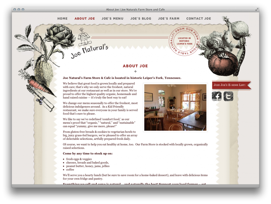 Farm to Table Restaurant site Chris Gilligan » new media